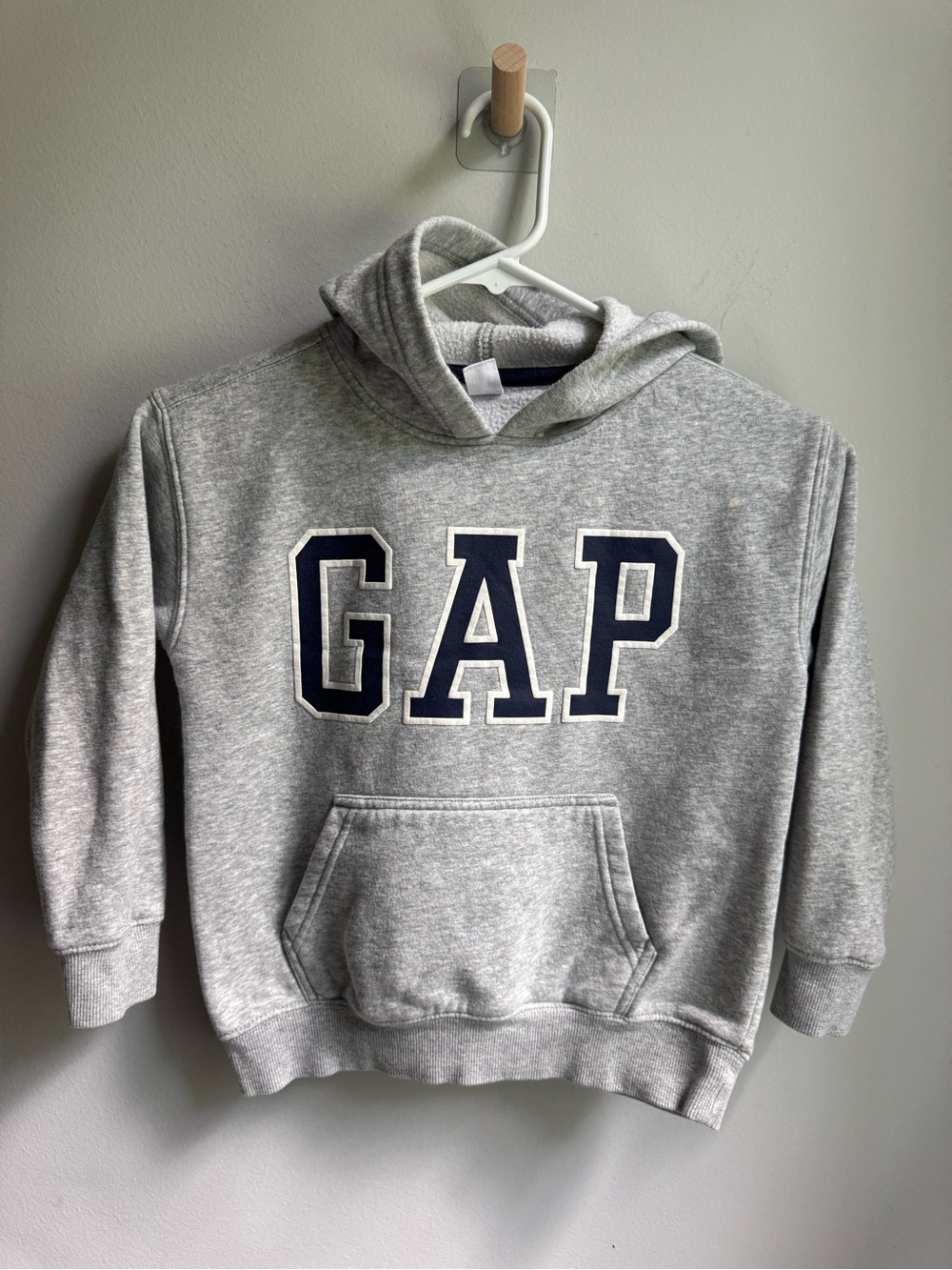 GAP Kids Light Gray Hoodie with Navy Lettering